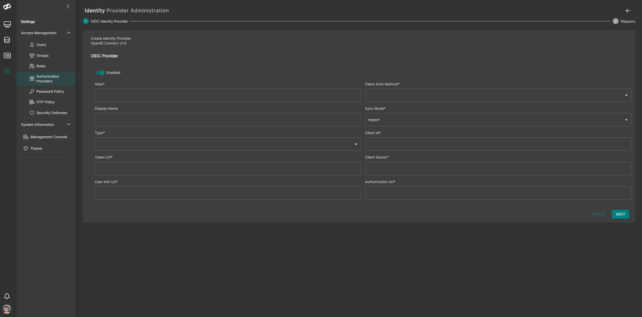 ASI 3 - OIDC Configuration Form