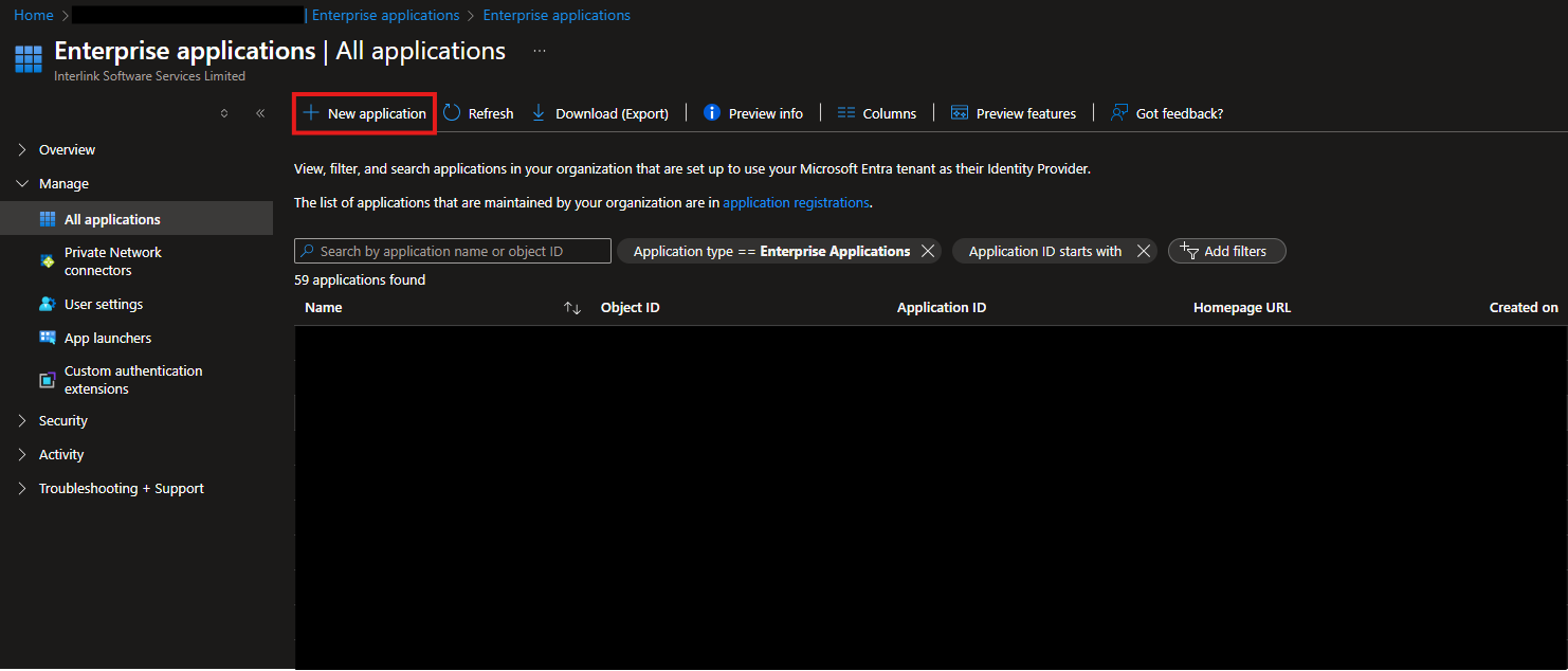 Create new Enterprise Application