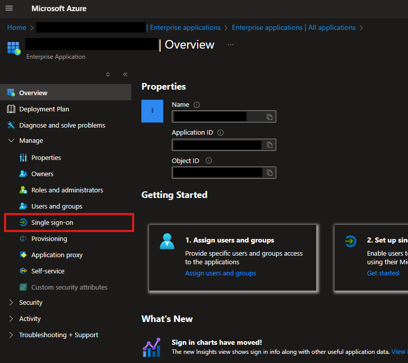 Enterprise Application - Single sign-on Navigation