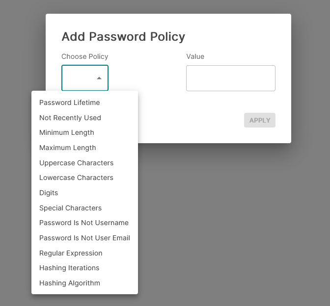 Password Policy Modal