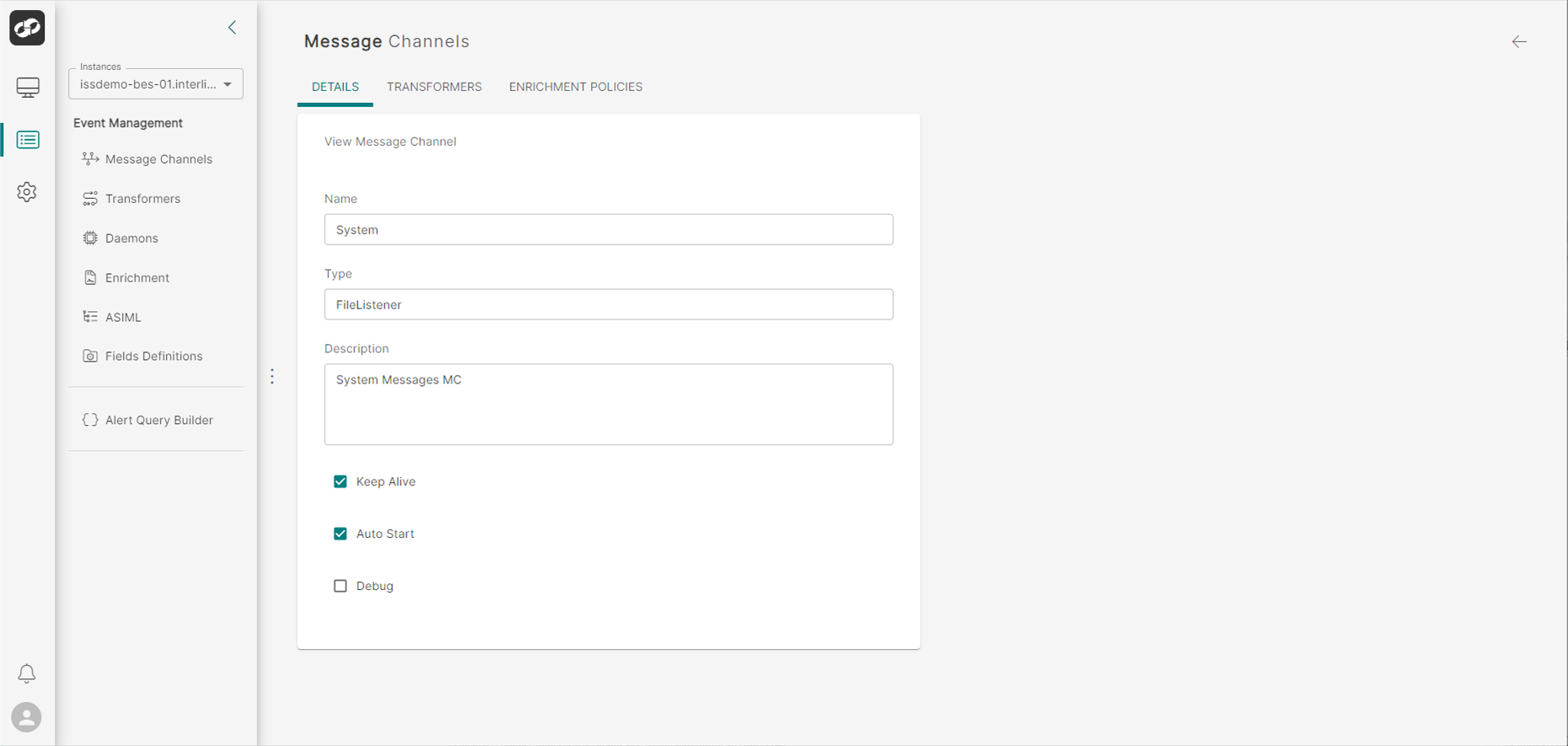Message Channel Details