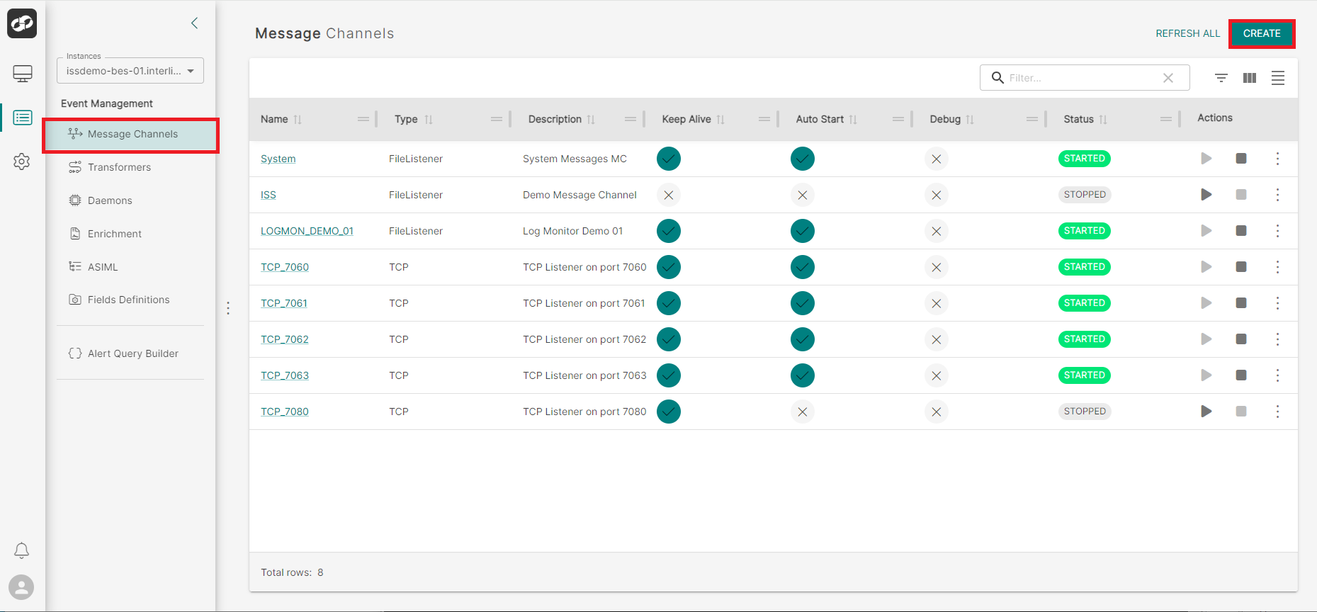 Management Console | Connections Page