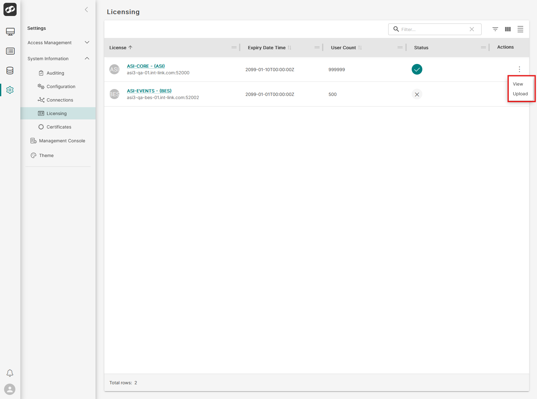 Licensing Page